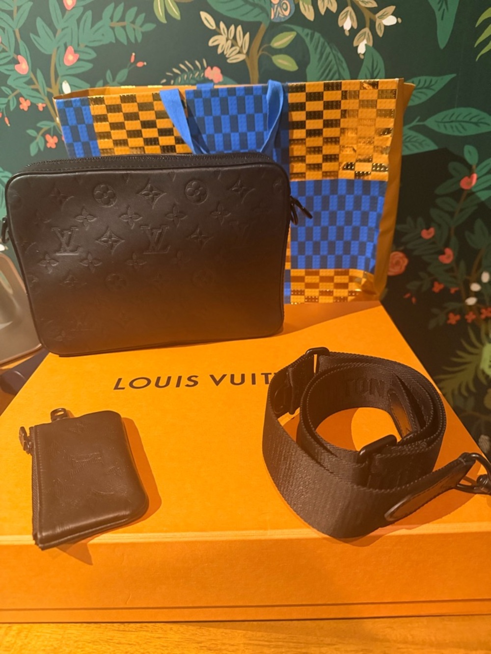 Louis Vuitton Black Duo Messenger Bag with Strap and Coin Pouch
